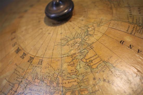 A huge late 19th century German terrestrial globe by Adolf Henze, diameter 42in. 72 in. (183 cm.) high